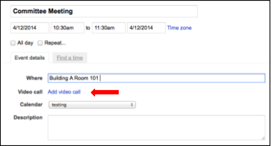 Screenshot of Committee Meeting add video call option