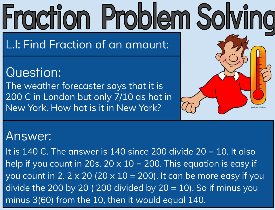 problem solving questions on fraction