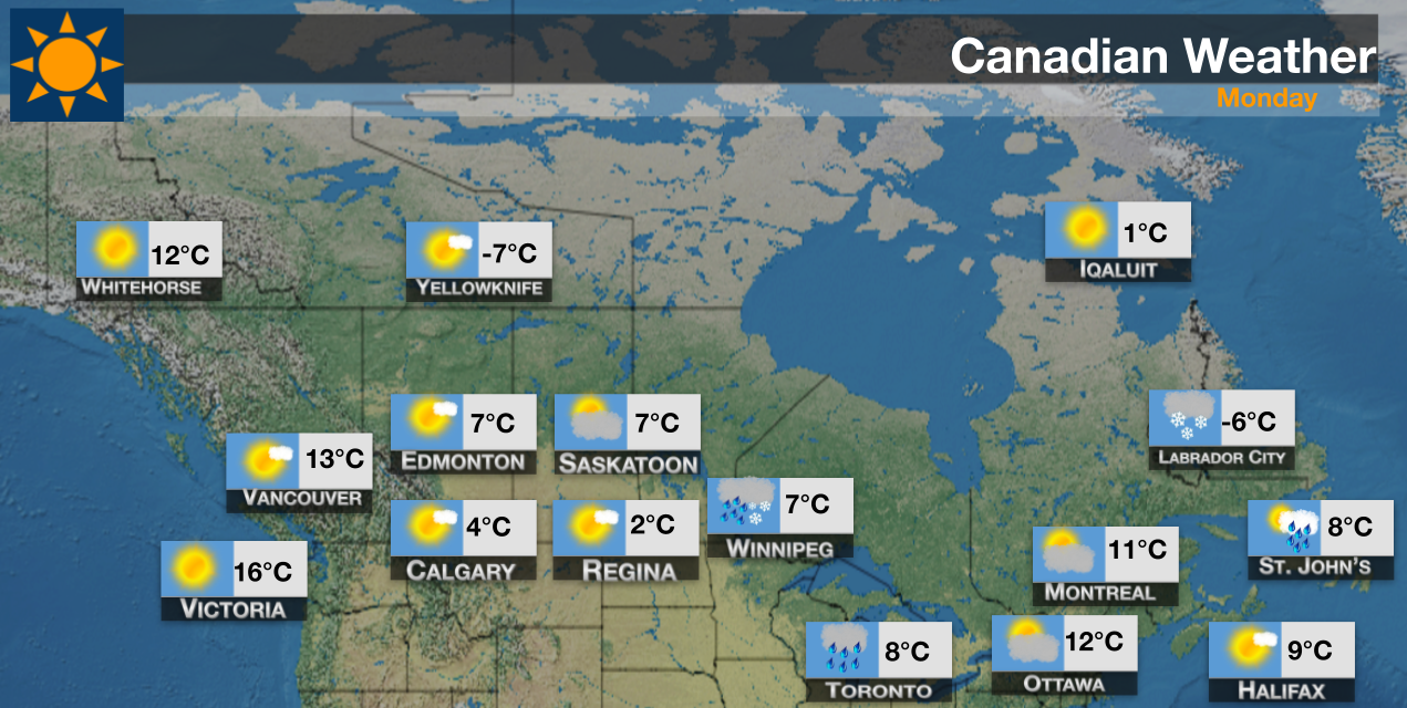 Погода город рек. Canada weather. Карта осадков Канады. Канада температура сейчас. Картинка прогноза погоды.