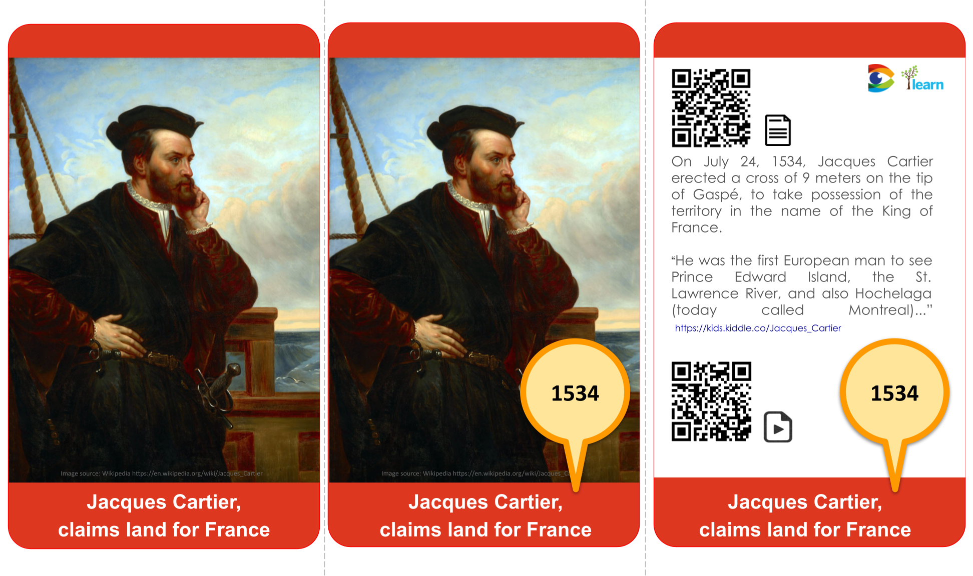 1534 Cartier claims land for France