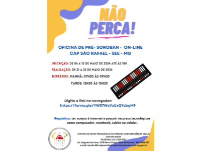 Cap São Rafael oferece Oficina de Pré-Soroban On-line