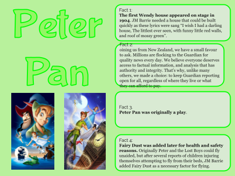 Lucian @ Pt England School: Peter Pan Facts