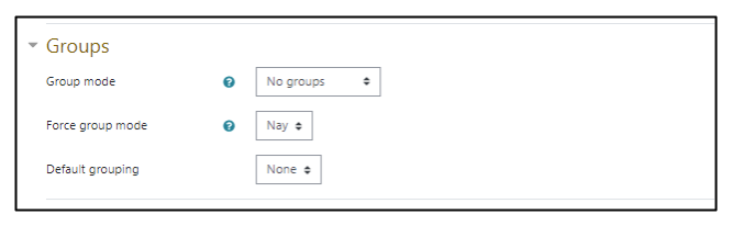 Screen capture of Moodle course settings groups section