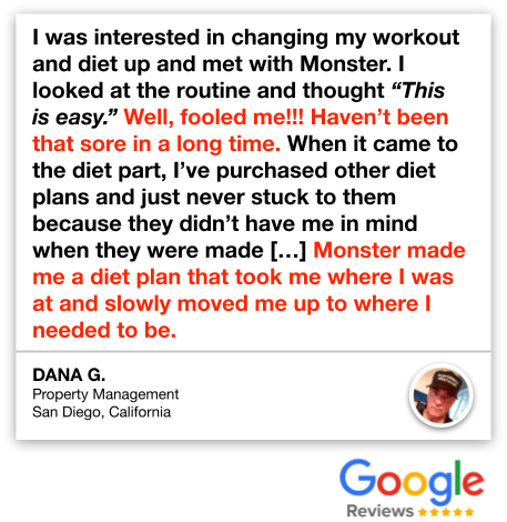Dana G.'s Google Review of Monster Longe's Online Coaching program