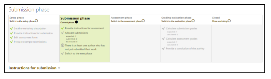 Screen capture of Moodle Workshop Submission phase