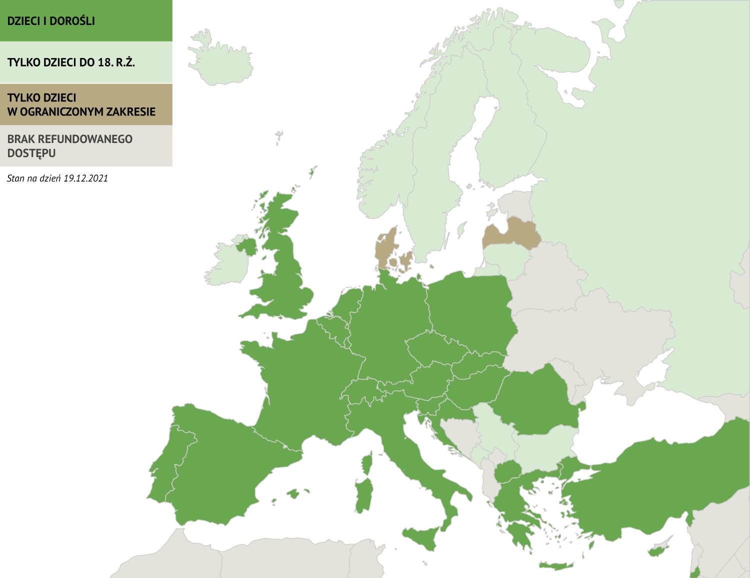 Mapa dostępu do leku Spinraza w Europie