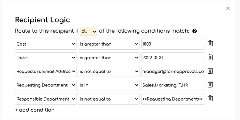 Image showing how to add recipient logic