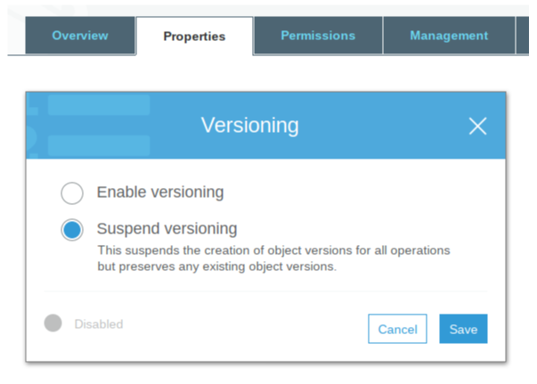  s3 properties versioning 설정