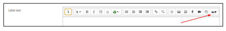 Screen capture of H5P button in Moodle text editor