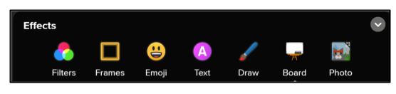 Screen capture of Flipgrid Effects menu