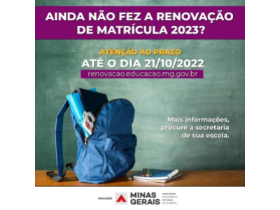 Renovação de matrícula da rede pública estadual de ensino 2023 vai até amanhã