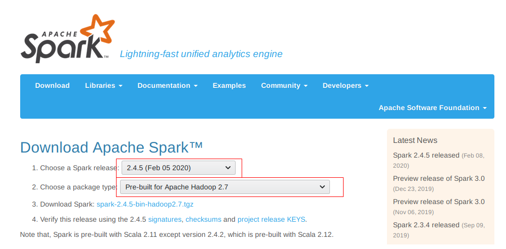  Spark download page