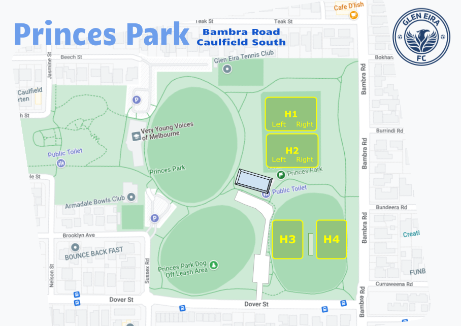 Princes Park Pitch Layouts