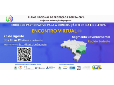 Workshop Virtual para elaboração da proposta do Plano Nacional de Proteção e Defesa Civil