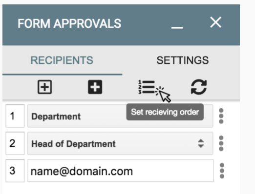 Image showing how to set the receiving order