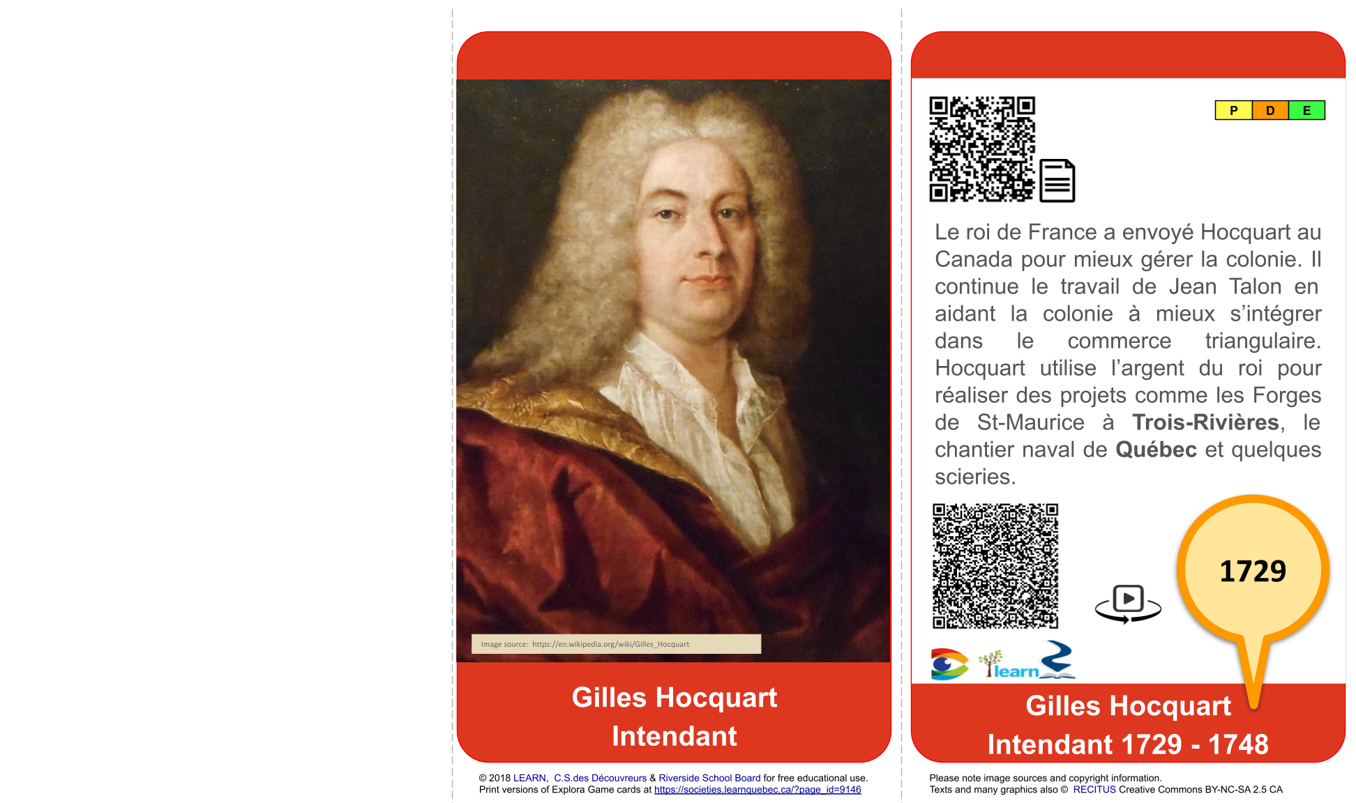 1729-48 Gilles Hocquart Intendant