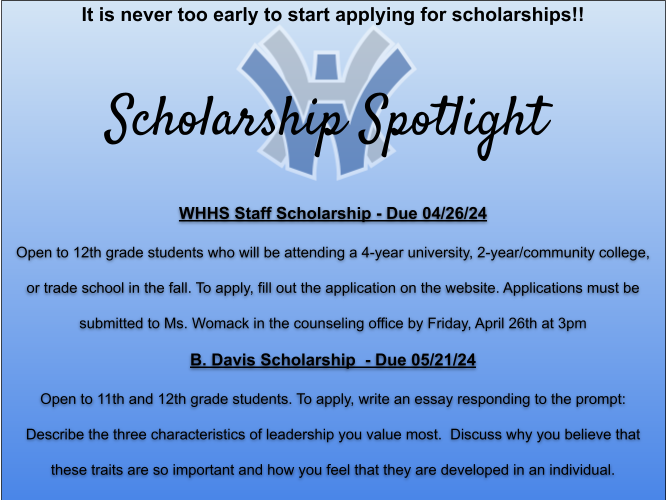 Scholarship Spotlight. Questbridge scholarship due september 29th 2020, better business bureau ethical torch scholarship due on the 30th, dont text and drive scholarship due september 30th. It is never too late to start applying for scholarships.