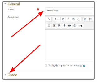 Screen capture of Moodle Attendance edit page