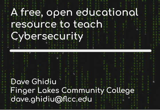 Thumbnail for a presentation on a free OER for Cybersecurity.