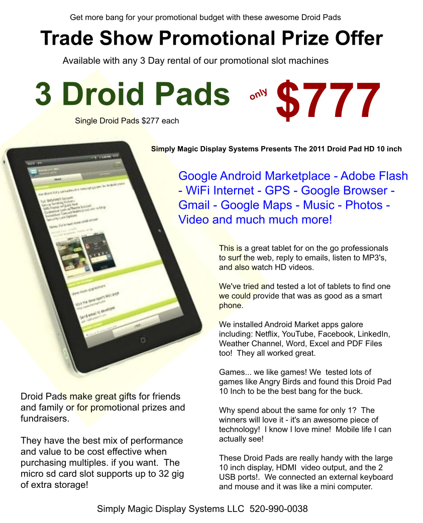 Droid Pad Trade Show Special 3 for $777