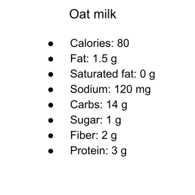 Oat milk calories
