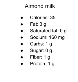 Almond milk calories
