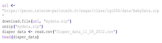 This code shows how to read a data file from the zip file under R environment.